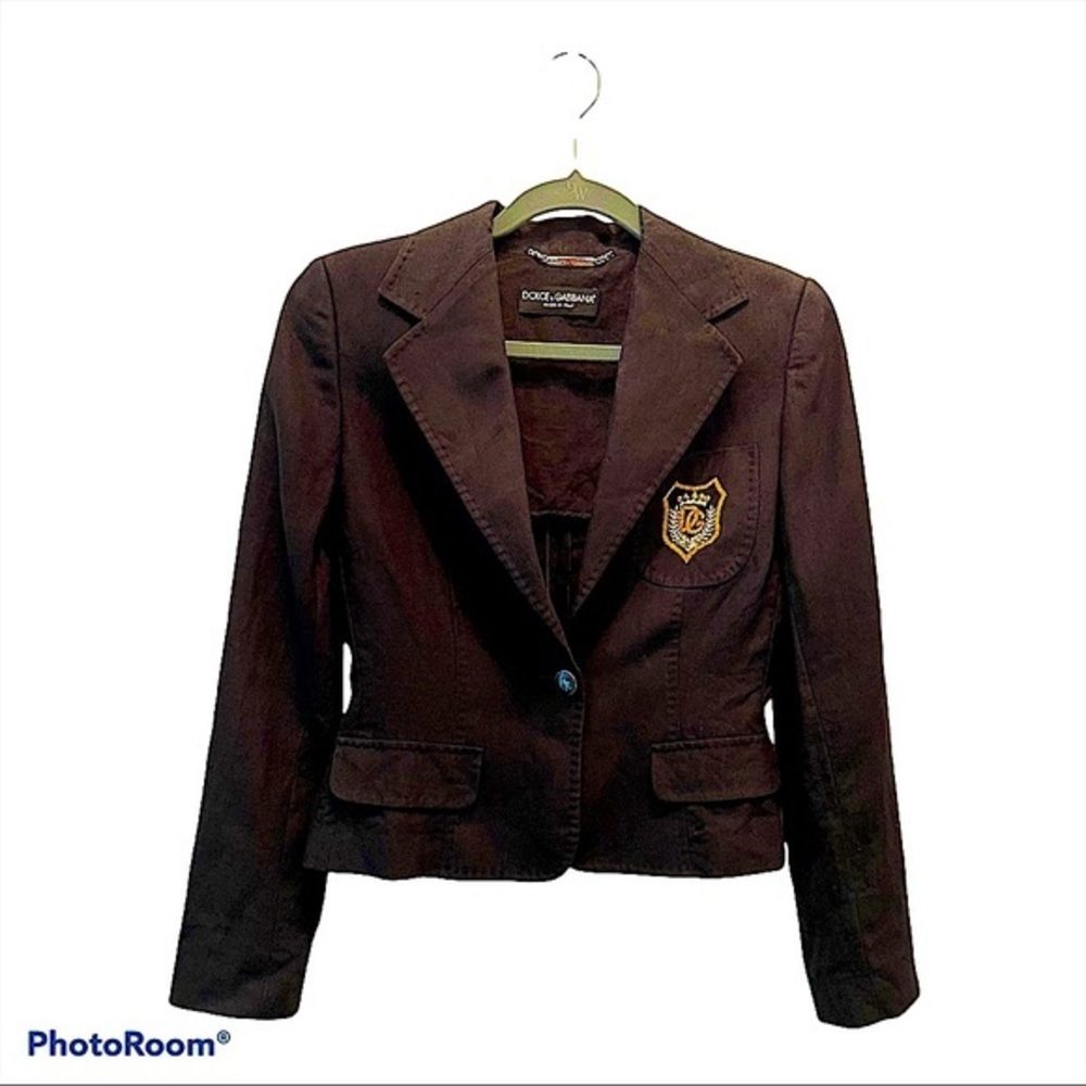 Dolce & Gabbana | Black Linen Emblem Blazer